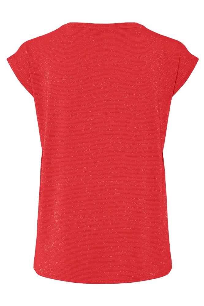 PCBILLO TEE LUREX STRIPES JRS NOOS 17078572 POPPY RED